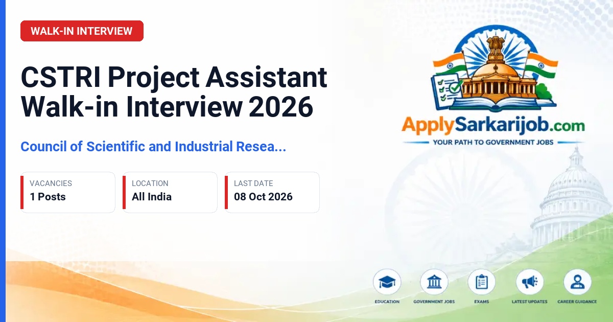 Council of Scientific and Industrial Research (CSIR) - Project Assistant Official Notification Poster & Schedule