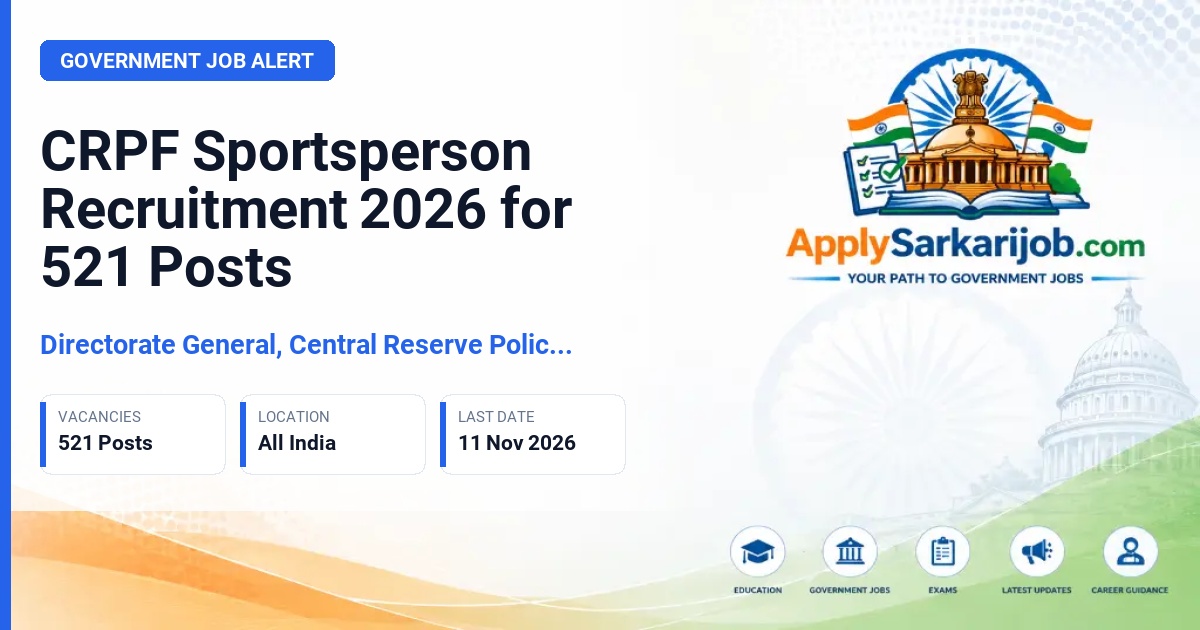 Directorate General, Central Reserve Police Force (CRPF) - Head Constable (General Duty) and Constable (General Duty) under Sports Quota Official Notification Poster & Schedule