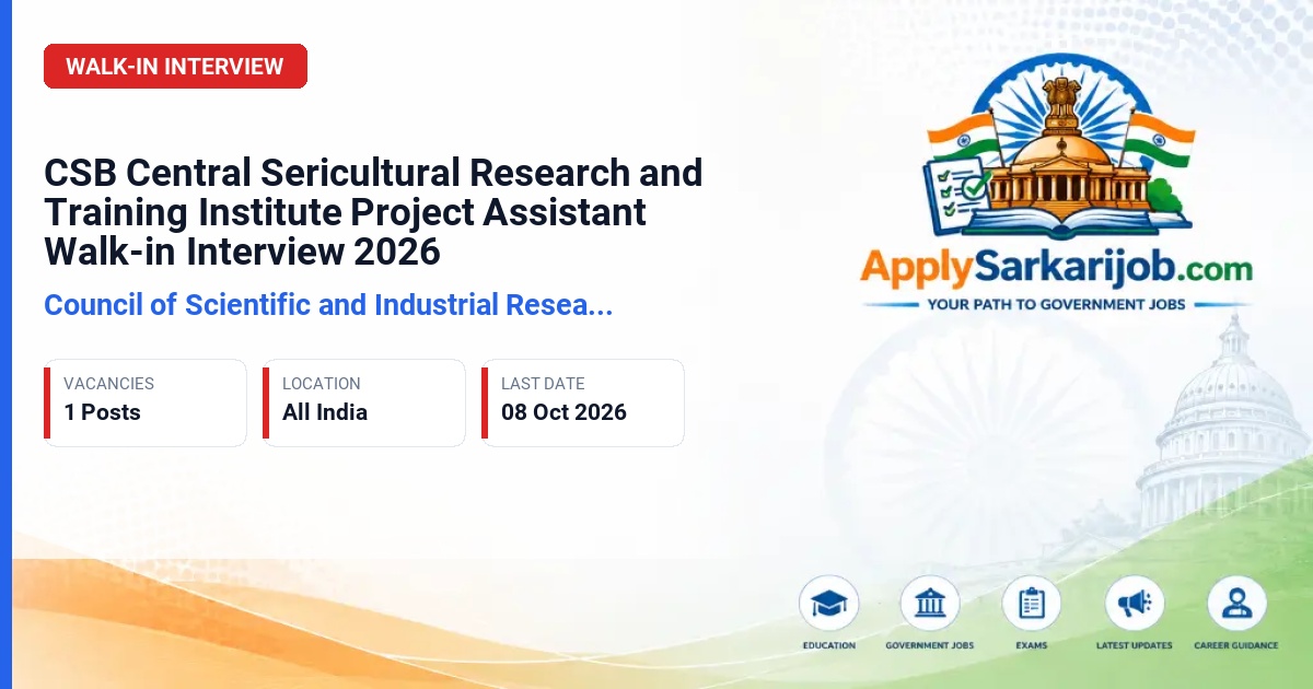 Council of Scientific and Industrial Research (CSIR) - Project Assistant Official Notification Poster & Schedule