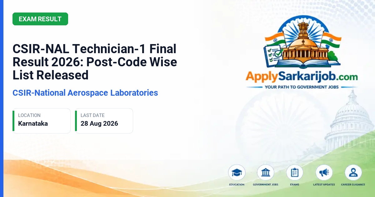 CSIR-National Aerospace Laboratories - Technician-1 Official Notification Poster & Schedule