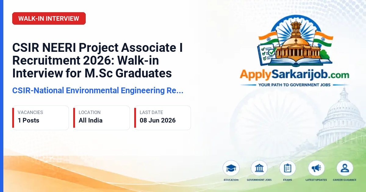 CSIR-National Environmental Engineering Research Institute - Project Associate I Official Notification Poster & Schedule