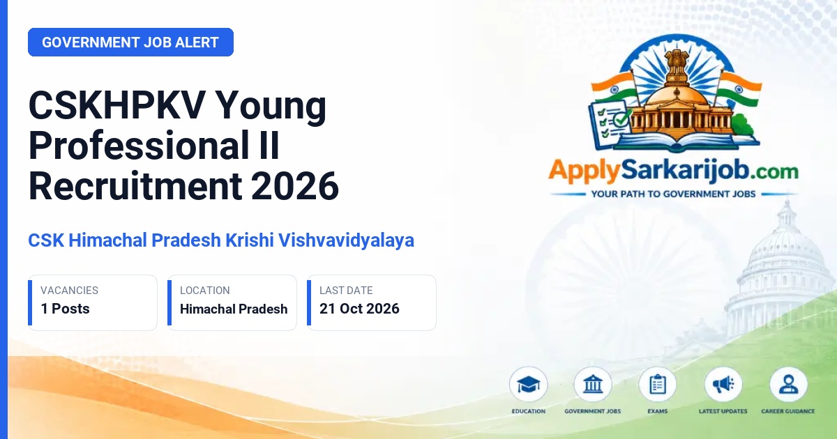 CSK Himachal Pradesh Krishi Vishvavidyalaya - Young Professional II Official Notification Poster & Schedule