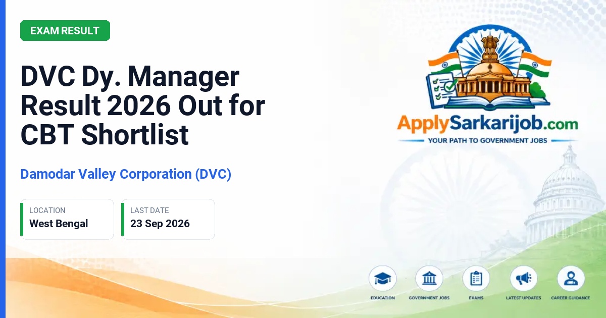 Damodar Valley Corporation (DVC) - Dy. Manager (Mechanical, Civil, Electrical, C&I, Safety, Environment Management) Official Notification Poster & Schedule
