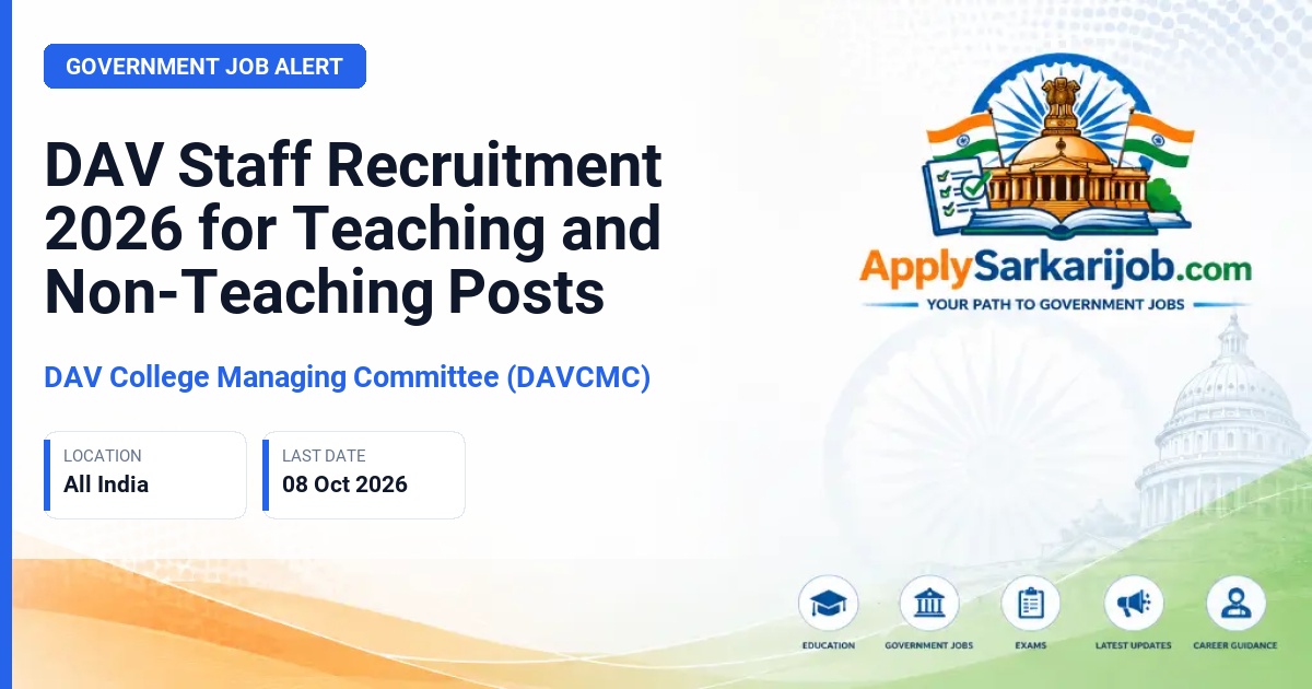 DAV College Managing Committee (DAVCMC) - Teaching and Ministerial/Non-Teaching Posts Official Notification Poster & Schedule