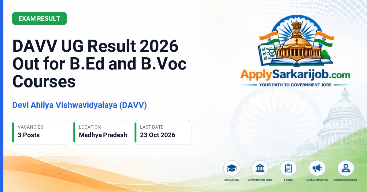 Devi Ahilya Vishwavidyalaya (DAVV) - UG Result Official Notification Poster & Schedule