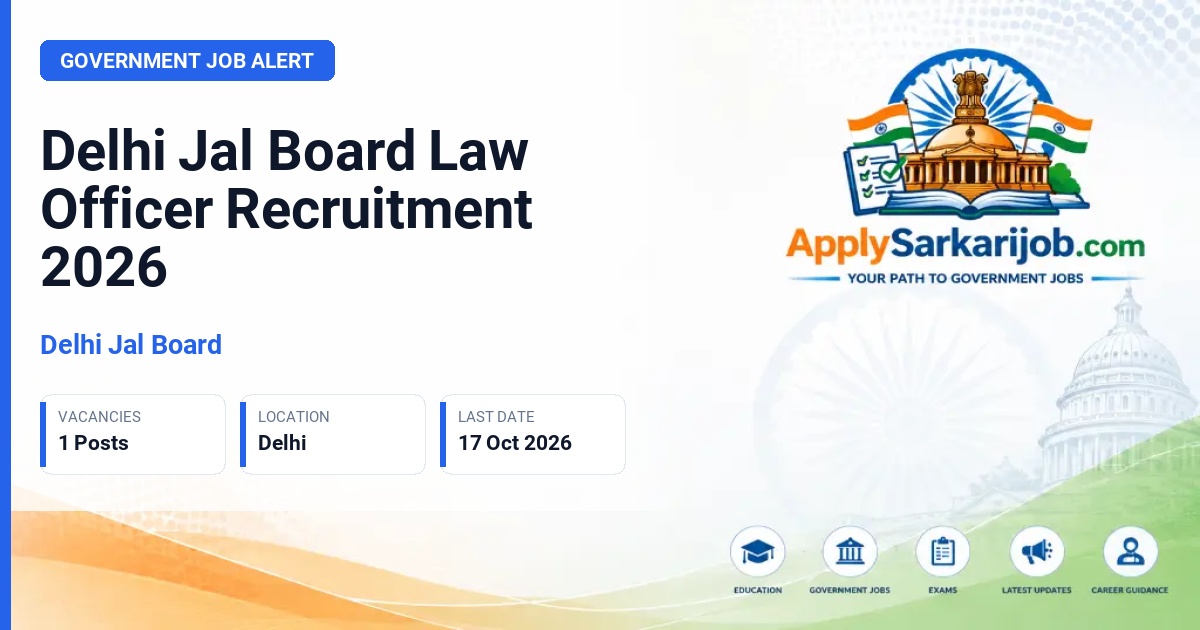 Delhi Jal Board - Law Officer (Water) Official Notification Poster & Schedule