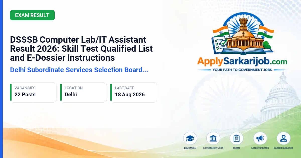 Delhi Subordinate Services Selection Board (DSSSB) - Computer Lab/IT Assistant Official Notification Poster & Schedule