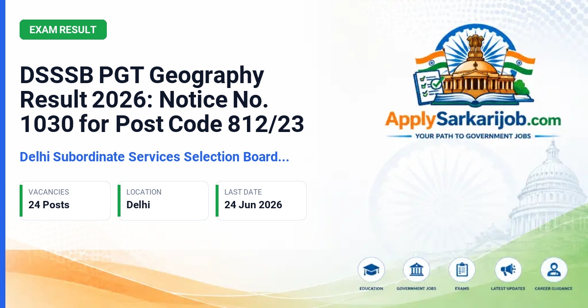 Delhi Subordinate Services Selection Board (DSSSB) - PGT (Geography) Official Notification Poster & Schedule