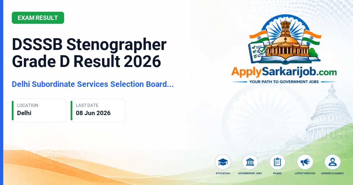 Delhi Subordinate Services Selection Board (DSSSB) - Stenographer Grade D Official Notification Poster & Schedule