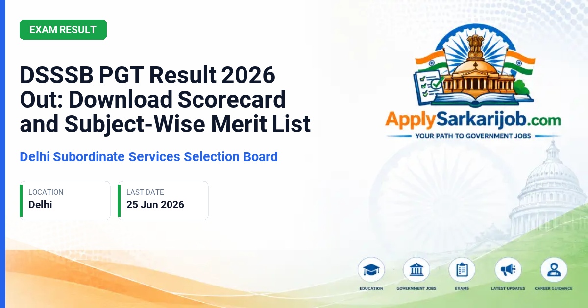 Delhi Subordinate Services Selection Board (DSSSB) - Post Graduate Teacher (PGT) Official Notification Poster & Schedule