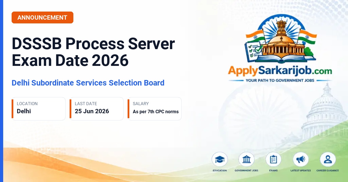 Delhi Subordinate Services Selection Board (DSSSB) - Process Server Official Notification Poster & Schedule