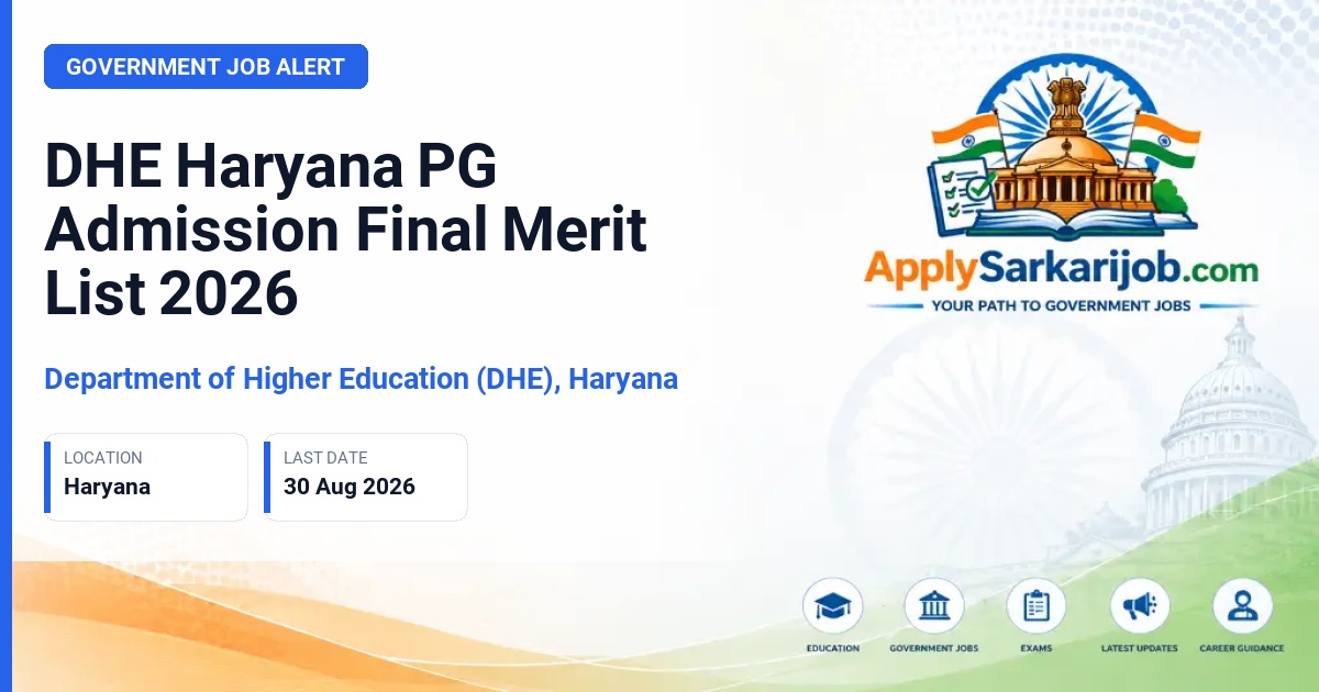 Department of Higher Education (DHE), Haryana - DHE Haryana PG Admission Final Merit List 2026 Official Notification Poster & Schedule
