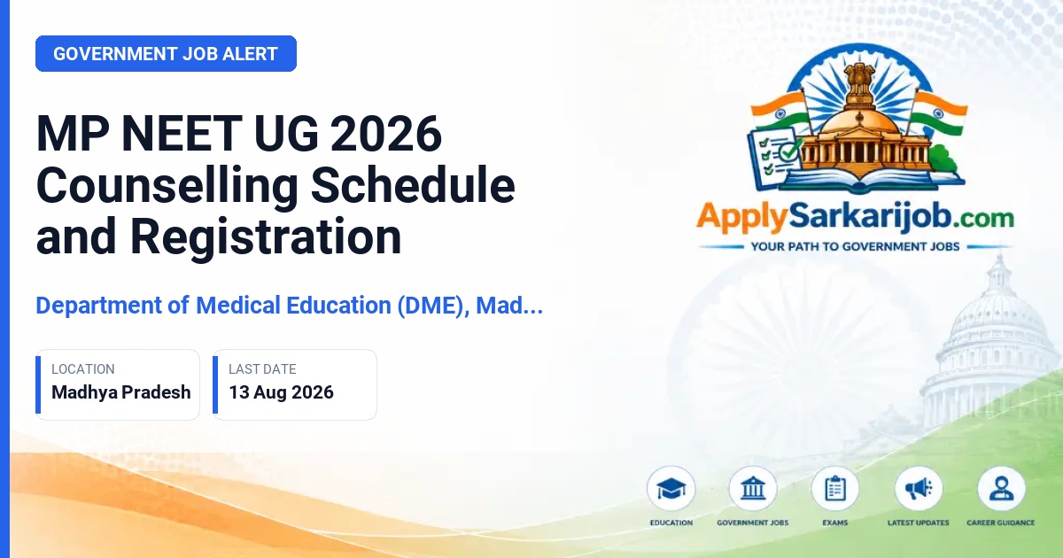 Department of Medical Education (DME), Madhya Pradesh - MBBS and BDS Admission 2026 Official Notification Poster & Schedule