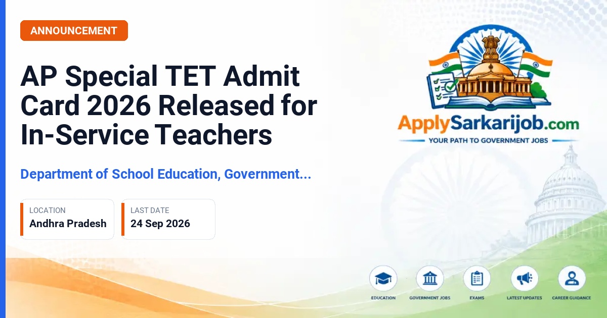 Department of School Education, Government of Andhra Pradesh - Special Teacher Eligibility Test Official Notification Poster & Schedule