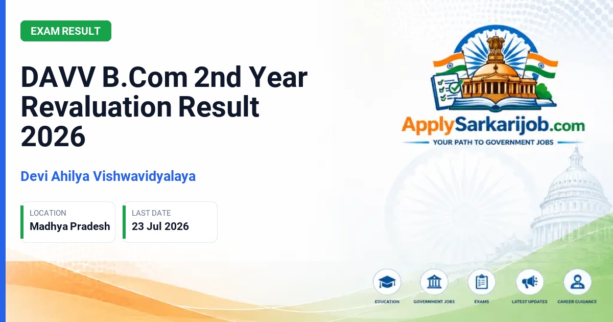 Devi Ahilya Vishwavidyalaya - DAVV B.Com 2nd Year Revaluation Result 2026 Official Notification Poster & Schedule