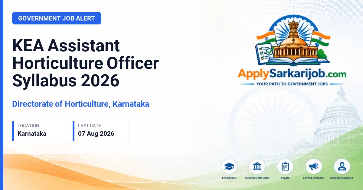 Directorate of Horticulture, Karnataka - Assistant Horticulture Officer Official Notification Poster & Schedule