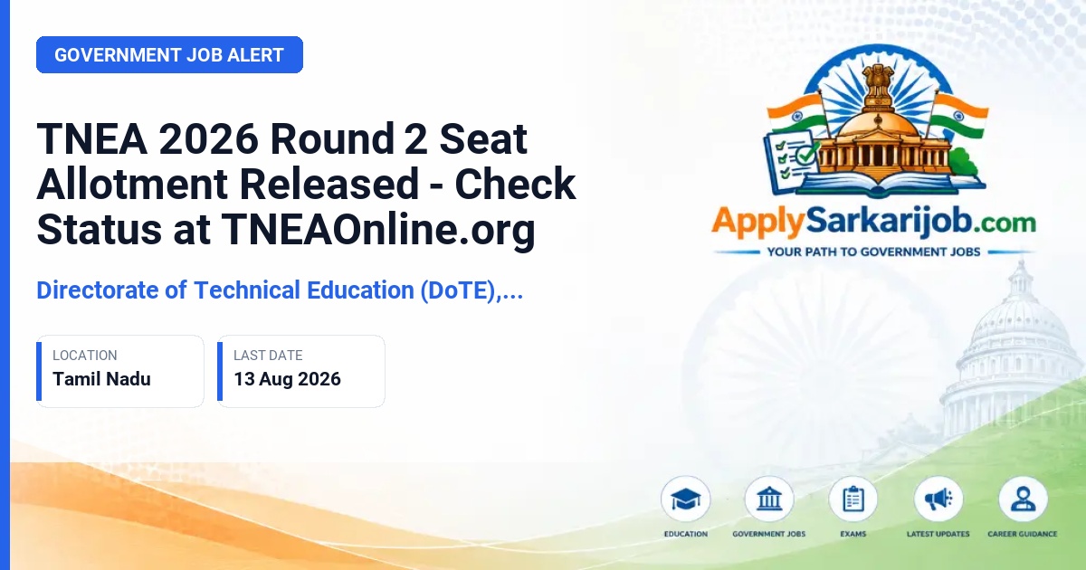 Directorate of Technical Education (DoTE), Tamil Nadu - TNEA 2026 Engineering Admission Official Notification Poster & Schedule
