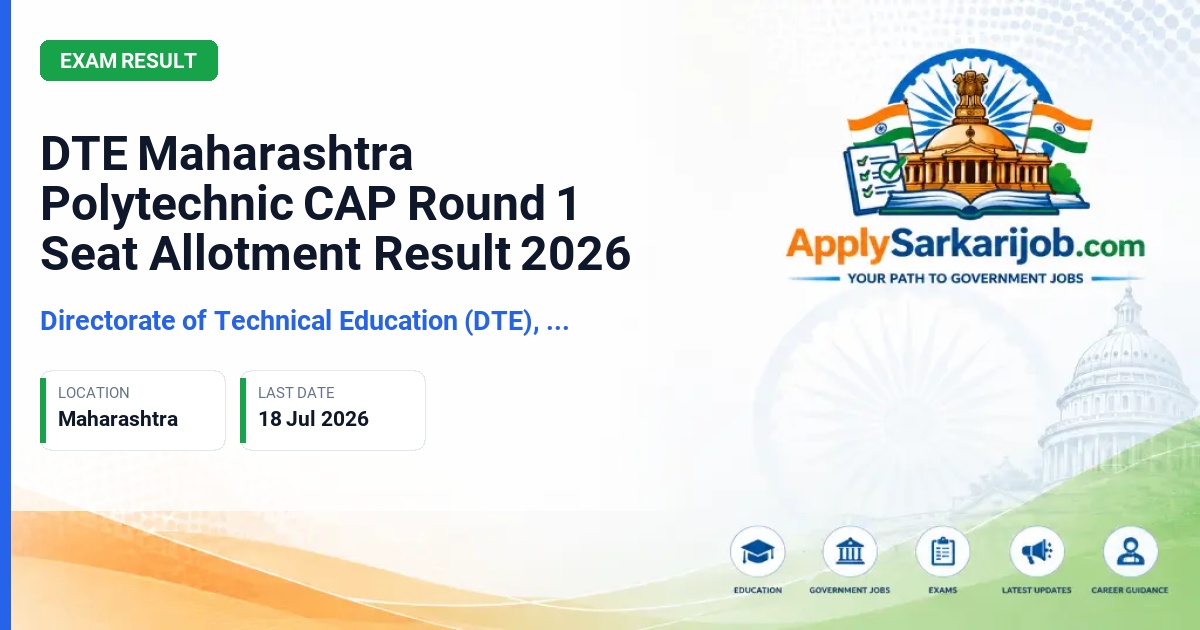 Directorate of Technical Education (DTE), Maharashtra - First Year Post SSC Diploma (Polytechnic) Admission Official Notification Poster & Schedule