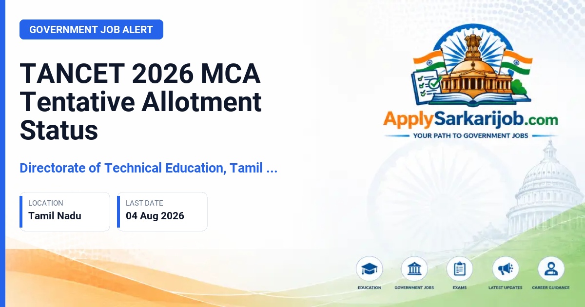 Directorate of Technical Education, Tamil Nadu - MCA Admission 2026 Official Notification Poster & Schedule