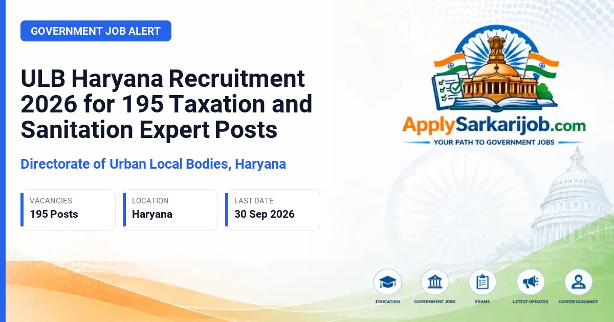 Directorate of Urban Local Bodies, Haryana - Taxation Experts, Taxation Associates, and Sanitation Experts/Associates Official Notification Poster & Schedule