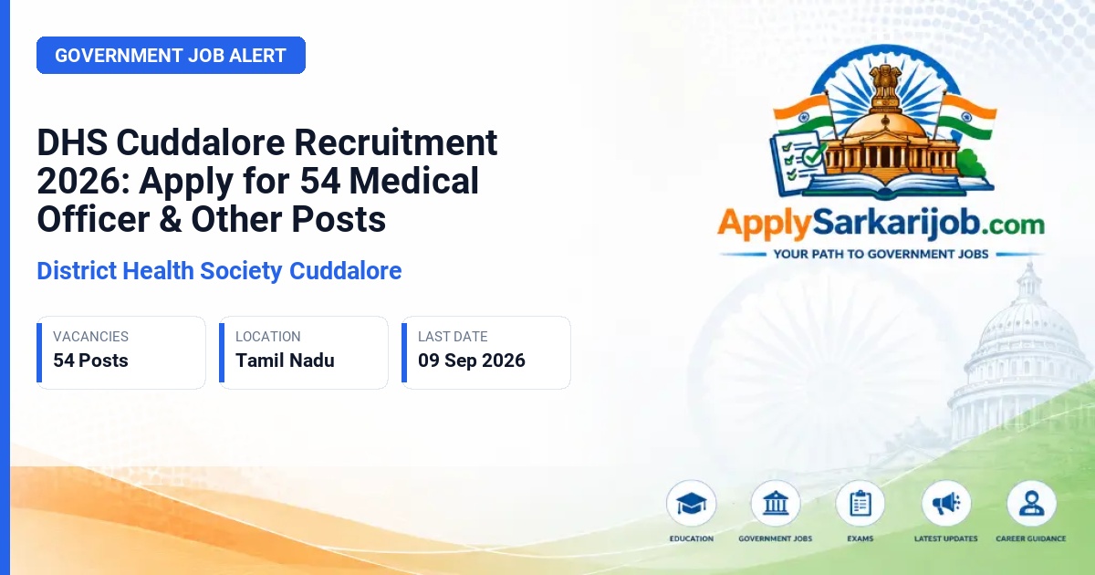 District Health Society Cuddalore - Medical Officer, ANM, Lab Technician, and others Official Notification Poster & Schedule