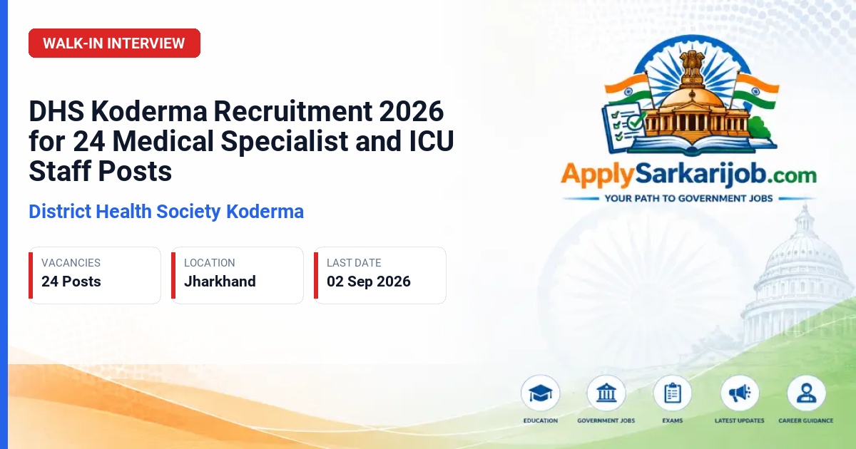 District Health Society Koderma - Medical Specialists and ICU Staff Official Notification Poster & Schedule
