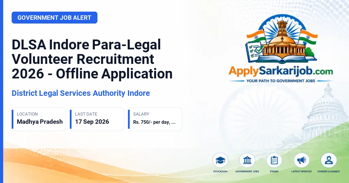 District Legal Services Authority Indore - Para-Legal Volunteer Official Notification Poster & Schedule