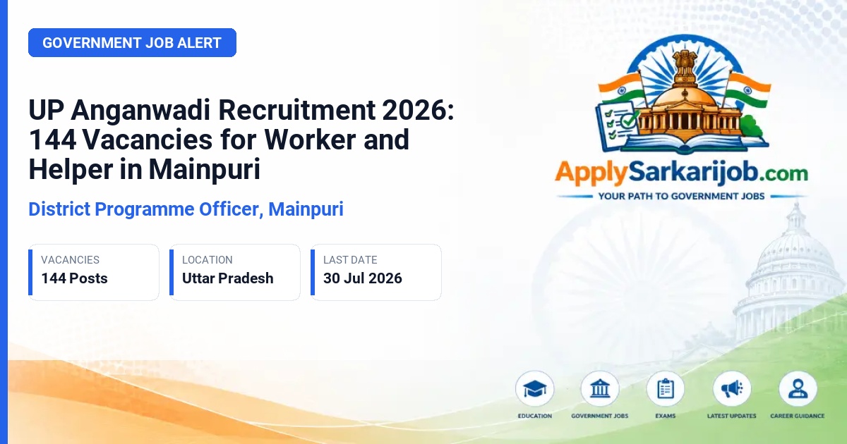 District Programme Officer, Mainpuri - Anganwadi Karyakartri and Sahayika Official Notification Poster & Schedule
