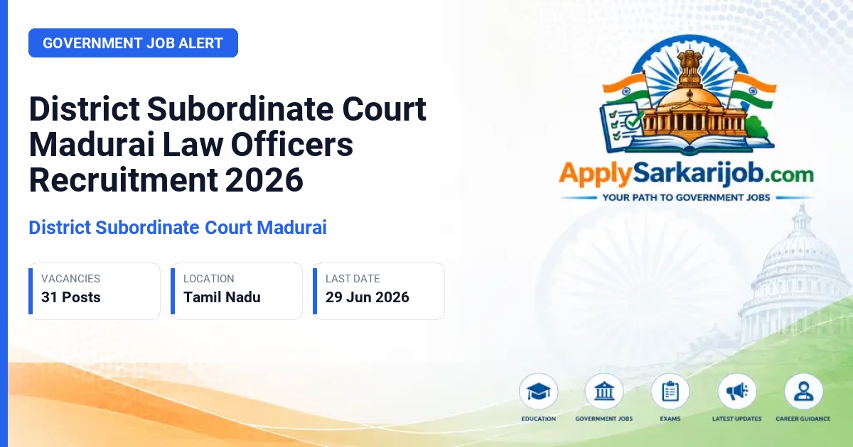 District Subordinate Court Madurai - Law Officers Official Notification Poster & Schedule