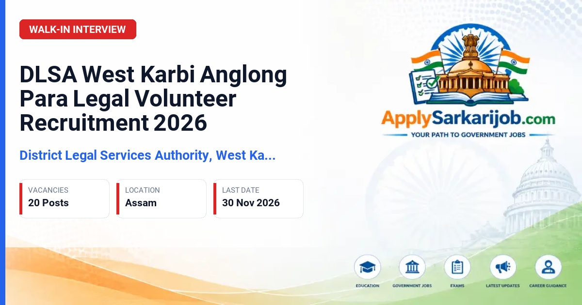 District Legal Services Authority, West Karbi Anglong, Hamren - Para Legal Volunteer Official Notification Poster & Schedule