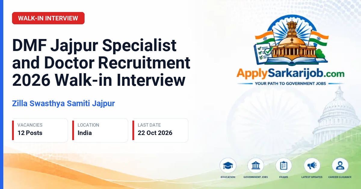 Zilla Swasthya Samiti Jajpur - Specialist/Doctors Official Notification Poster & Schedule
