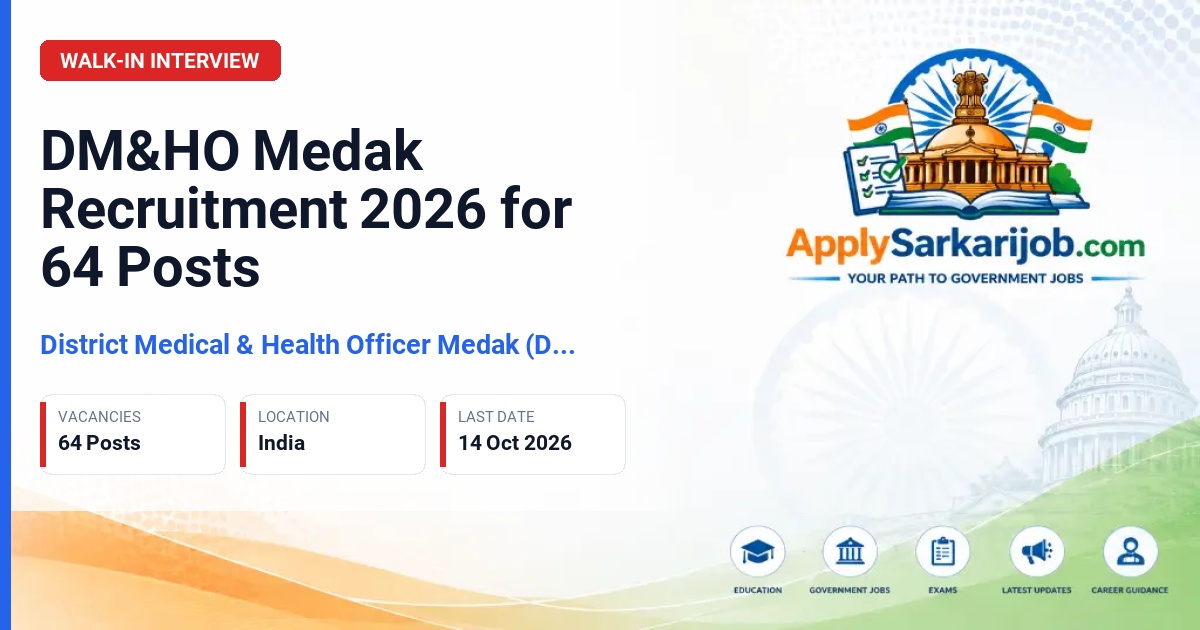 District Medical & Health Officer Medak (DM&HO Medak), Telangana - Multiple Posts Official Notification Poster & Schedule