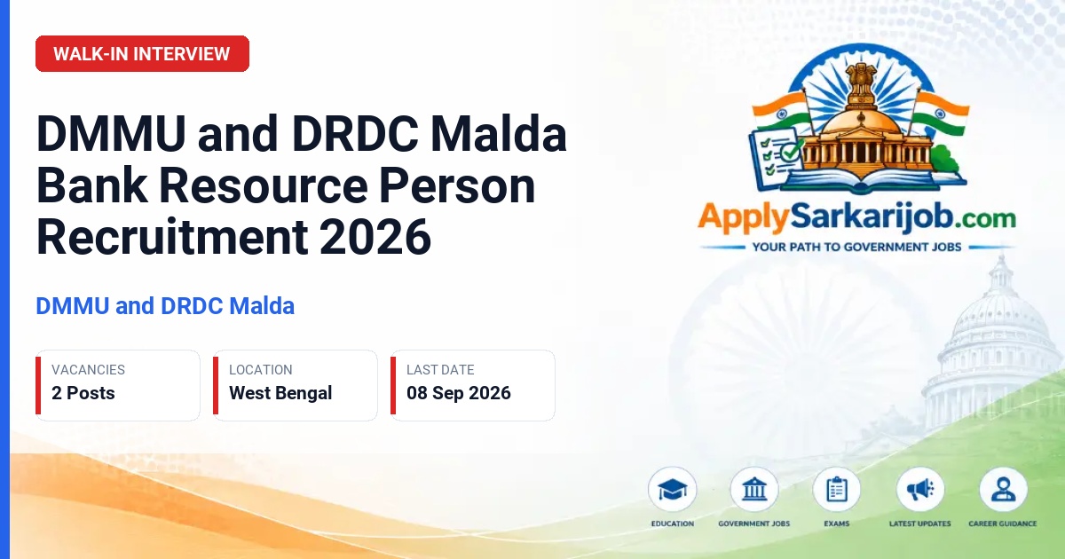 DMMU and DRDC Malda - Bank Resource Person Official Notification Poster & Schedule
