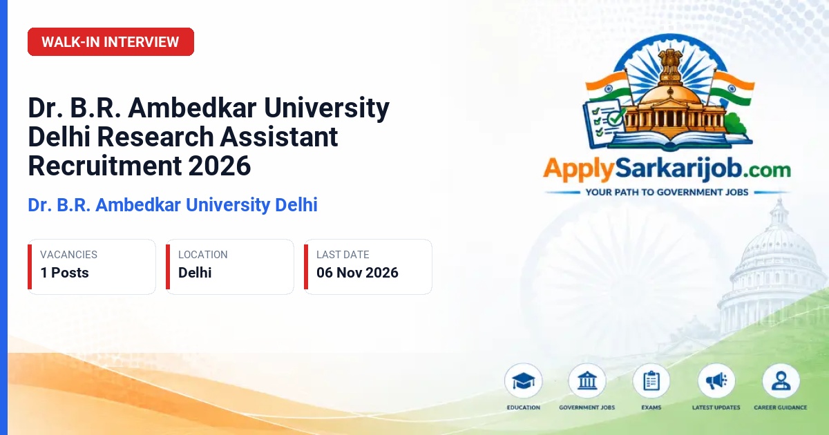 Dr. B.R. Ambedkar University Delhi - Research Assistant Official Notification Poster & Schedule