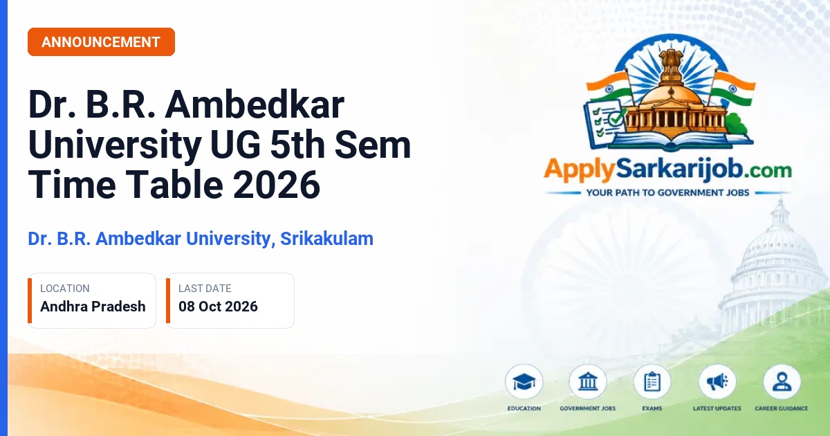 Dr. B.R. Ambedkar University, Srikakulam - B.A. / B.Sc. / B.Com. / BBA / BCA Degree Examinations, Fifth Semester Official Notification Poster & Schedule