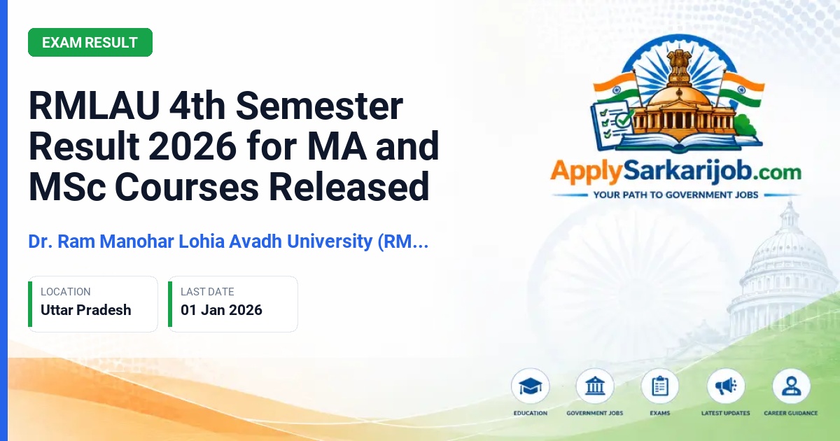 Dr. Ram Manohar Lohia Avadh University (RMLAU) - RMLAU 4th Semester Result 2026 for MA and MSc Courses Released Official Notification Poster & Schedule