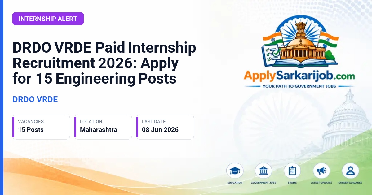 DRDO VRDE - Paid Internship Official Notification Poster & Schedule
