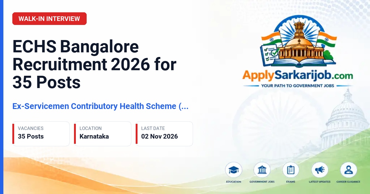 Ex-Servicemen Contributory Health Scheme (ECHS) - Medical Officer, Dental Officer, Lab Assistant, Lab Tech, Pharmacist, Nursing Asst, Dental Hygienist, Clerk/DEO, Driver, Chowkidar, Female Attendant, Peon, Safaiwala Official Notification Poster & Schedule