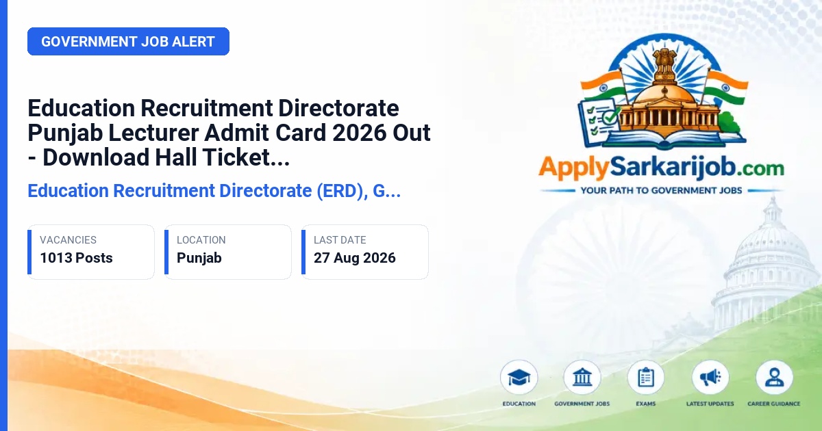 Education Recruitment Directorate (ERD), Govt. of Punjab - Lecturer (Group B) Official Notification Poster & Schedule