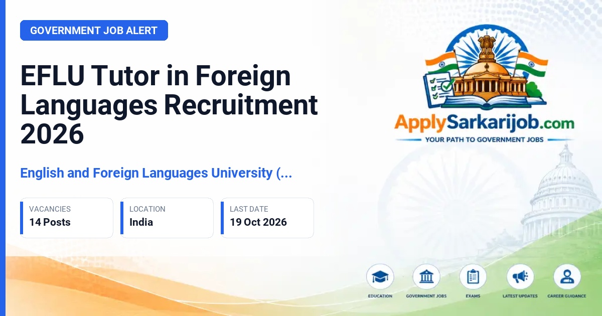 English and Foreign Languages University (EFLU) - Tutor in Foreign Languages Official Notification Poster & Schedule