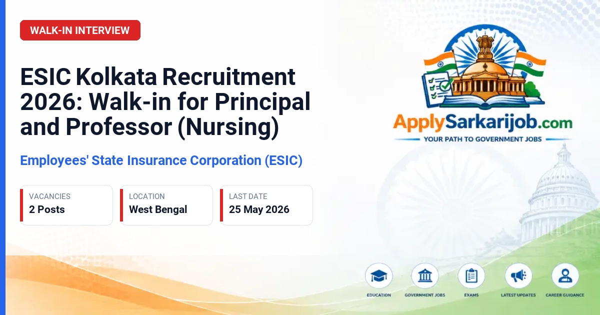 Employees' State Insurance Corporation (ESIC) - Principal cum Professor & Vice Principal cum Professor Official Notification Poster & Schedule