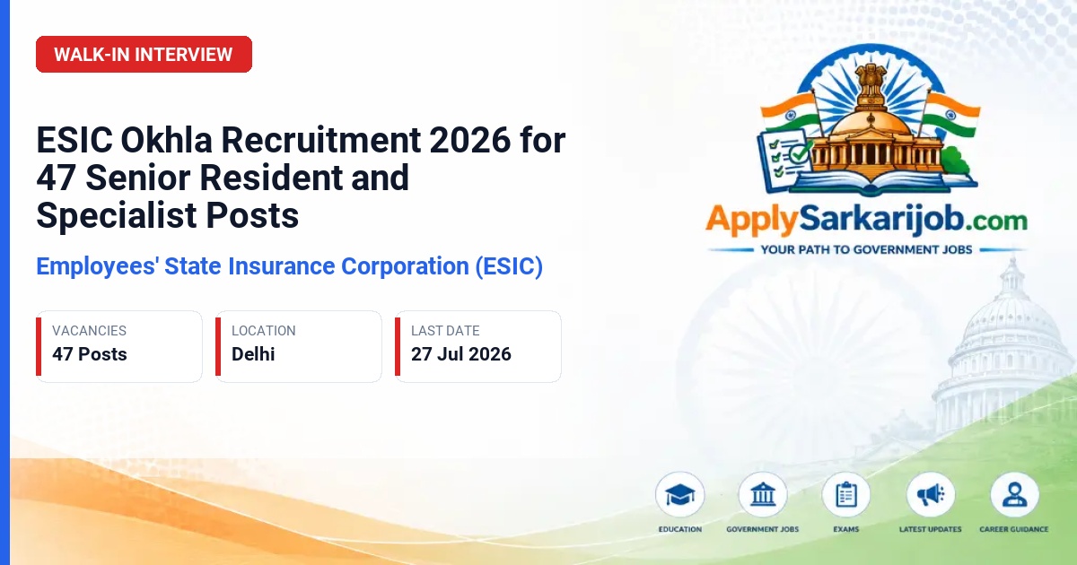 Employees' State Insurance Corporation (ESIC) - Senior Resident, Specialist, Super Specialist Official Notification Poster & Schedule