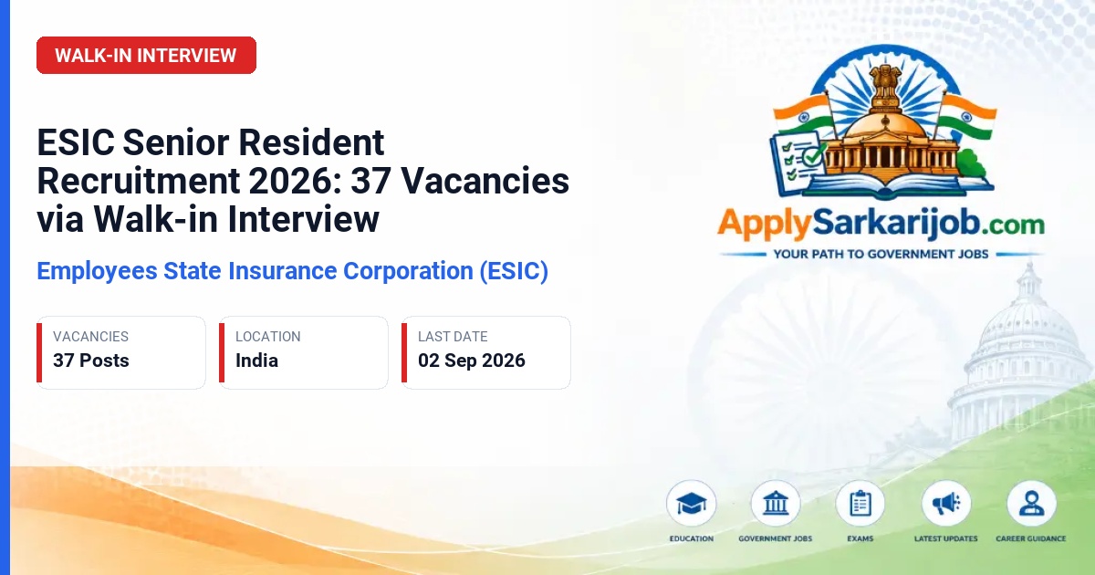 Employees State Insurance Corporation (ESIC) - Senior Resident Official Notification Poster & Schedule