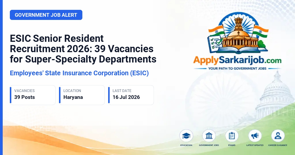 Employees' State Insurance Corporation (ESIC) - Senior Resident Official Notification Poster & Schedule
