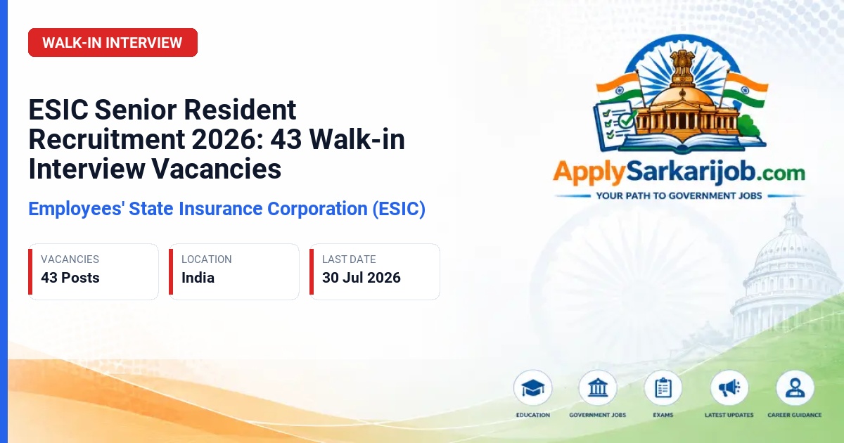 Employees' State Insurance Corporation (ESIC) - Senior Resident Official Notification Poster & Schedule