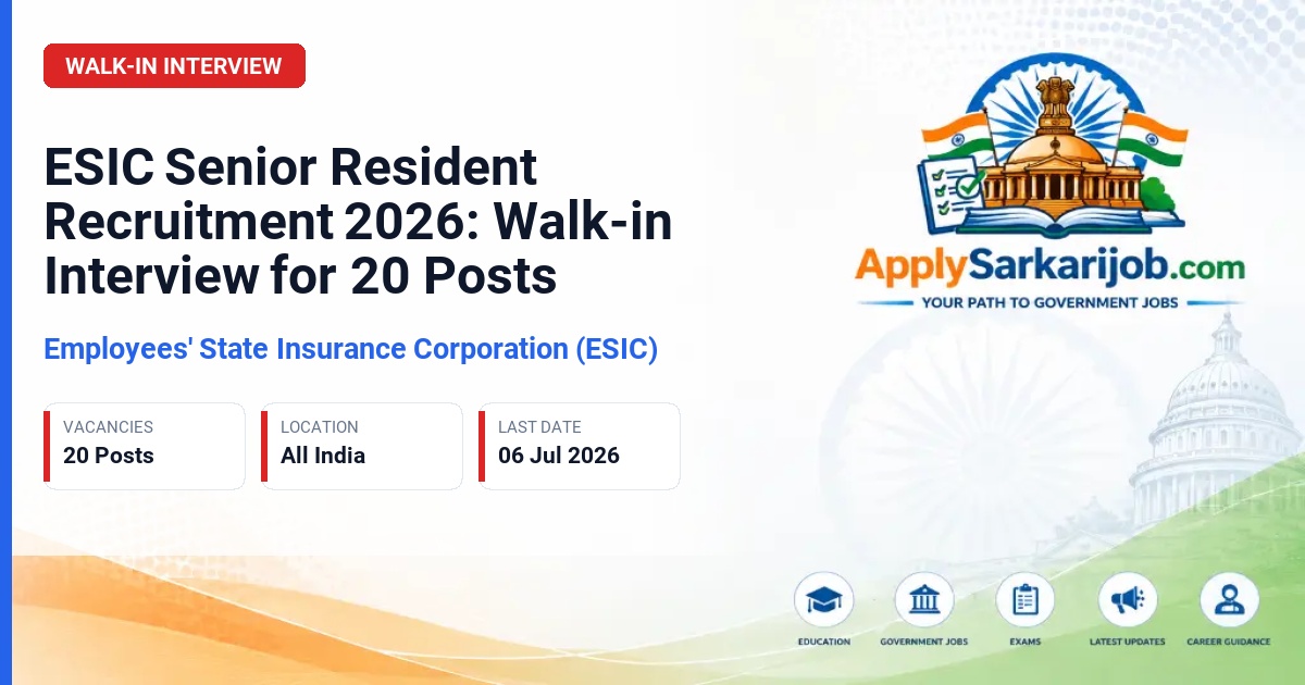 Employees' State Insurance Corporation (ESIC) - Senior Resident Official Notification Poster & Schedule