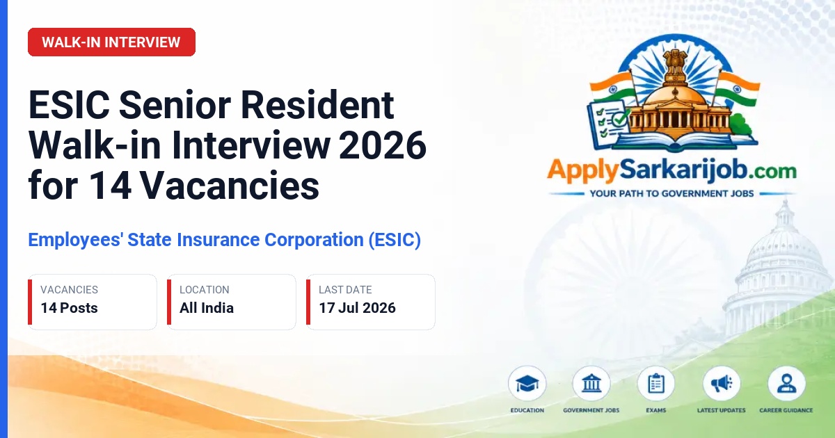 Employees' State Insurance Corporation (ESIC) - Senior Resident Official Notification Poster & Schedule