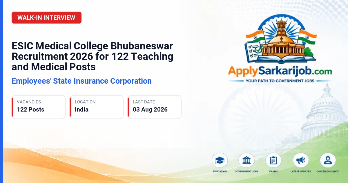 Employees' State Insurance Corporation - Teaching Faculty, Senior Resident, Medical Officer Official Notification Poster & Schedule