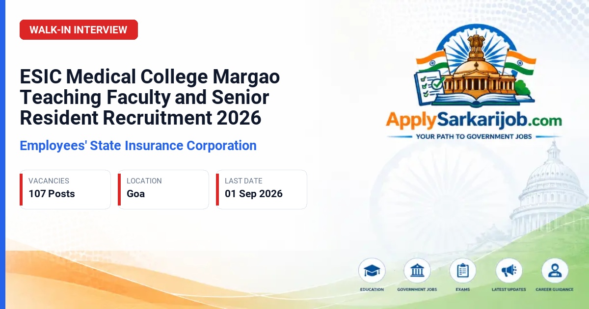 Employees' State Insurance Corporation - Teaching Faculty and Senior Resident Official Notification Poster & Schedule
