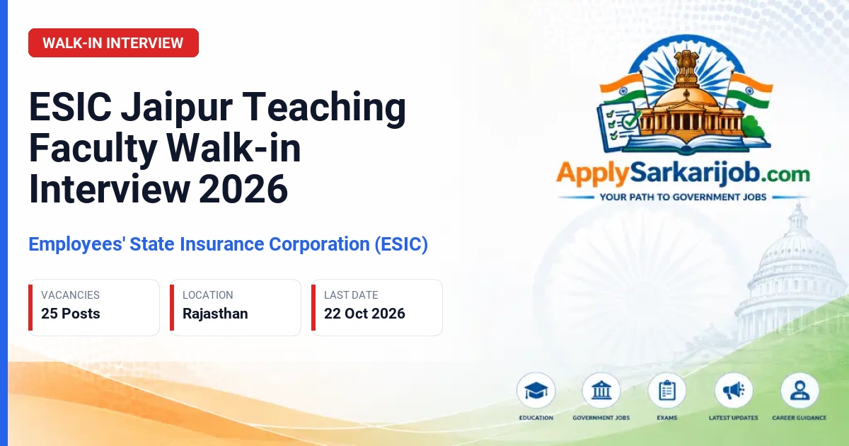 Employees' State Insurance Corporation (ESIC) - Teaching Faculty Official Notification Poster & Schedule